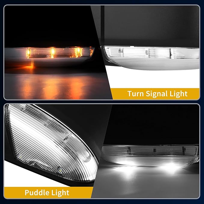 DWVO Right Passenger Side Mirror fit 09-16 Dodge Ram 1500, 10-16 Ram 2500 3500 4500 5500, Door Mirror with Power Adjustable Heated Led Turn Signal Puddle Light