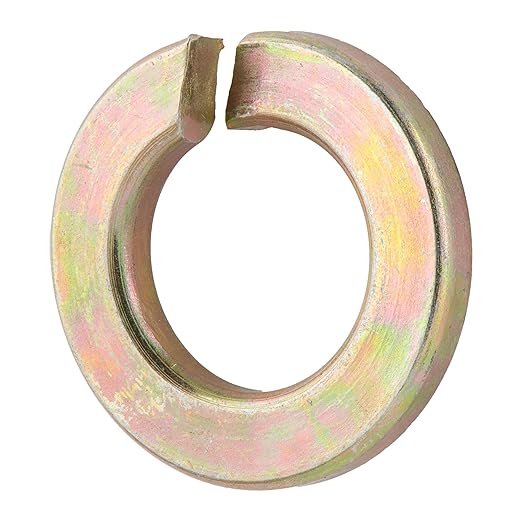1/2" (100 Pack) Grade 8 Lock Washer, Split, Thru-Hardened, Yellow Zinc by Makers Bolt