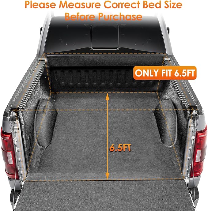 Nilight Soft Roll Up Truck Bed Cover Compatible with Ford F150 2004 2005 2006 2007 2008 2009 2010 2011 2012 2013 2014 6.5ft