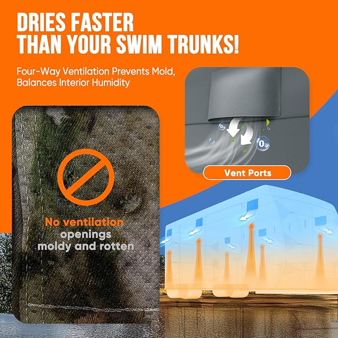 KING BIRD RV Cover, Heavy Duty 5-Layer Snow Protection, Fits 30-33ft Travel Trailers Campers, with Adhesive Repair Patches,Windproof Straps&Tire Covers