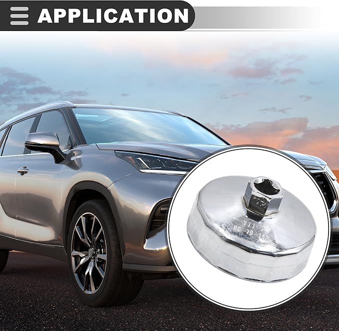 Motoforti Universal Oil Filter Cap Wrench Socket 79-80mm 15 Flutes, Steel, Silver Tone, 1 Pc