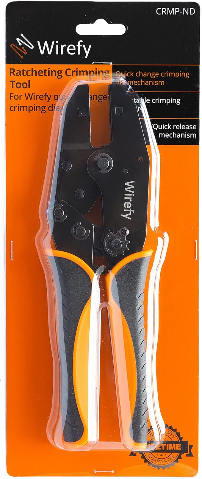 Wirefy 8.7″ Quick-Change Die Crimping Tool – Ratcheting Hand Crimper for 26-8 AWG Terminals | Interchangeable Dies Compatible