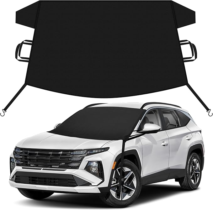 EcoNour Car Snow Cover Compatible for Hyundai Tucson | Windshield Cover for Ice and Snow with S-Hook Straps | Heavy-Duty 600D Oxford Winter Car Cover, Waterproof & Anti-Slip