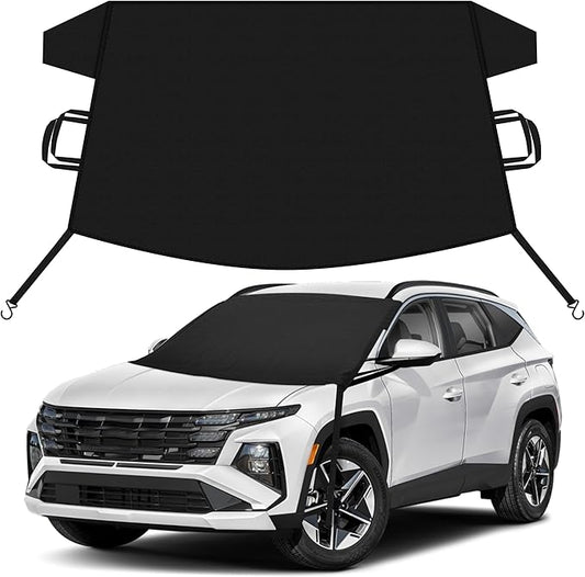 EcoNour Car Snow Cover Compatible for Hyundai Tucson | Windshield Cover for Ice and Snow with S-Hook Straps | Heavy-Duty 600D Oxford Winter Car Cover, Waterproof & Anti-Slip