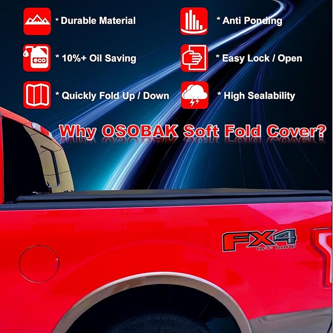 Soft Tri-Fold 5'3" Truck Bed Cover Compatible for 2005 2006 2007 2008 2009 2010 2011 2012 Dodge Dakota Short Bed Pickup Vinyl Tonneau Cover | Fleetside