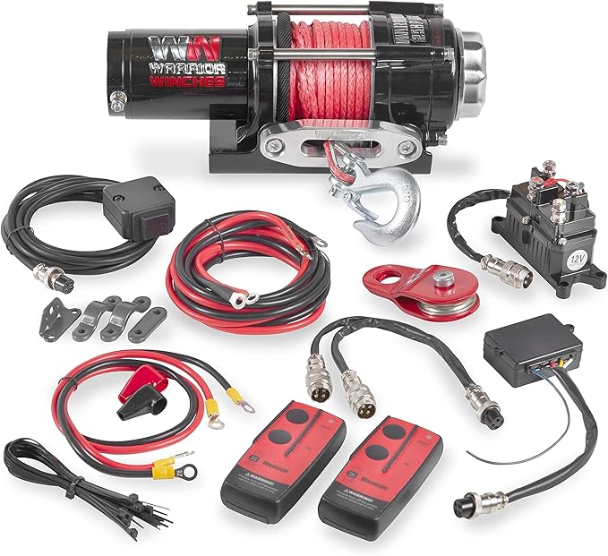 Warrior Winches Ninja 2500 lbs - Premium 12V Electric ATV/UTV Winch with Synthetic Rope, Compact and Powerful 12 Volt ATV Winch - Comes with Wireless Remote - Perfect for ATV, UTV, Boat, Trailer