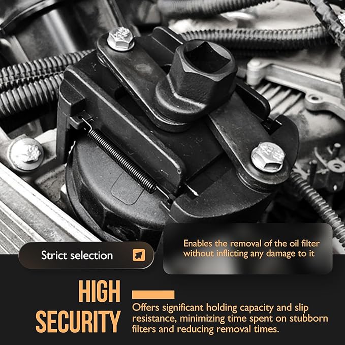 Universal Adjustable Oil Filter Wrench Removal Tool 3.15-4.13 inch (80-105mm) 1/2" Drive