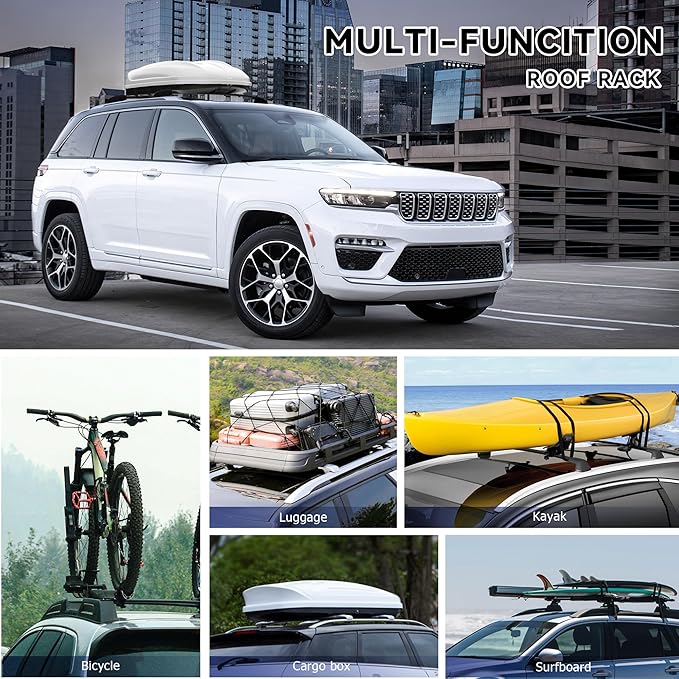 220Lbs Roof Rack Crossbars for 2021-2025 Grand Cherokee L,2022-2025 Grand Cherokee WL with Anti-Theft Lock, Heavy Duty Aluminum Anti-Corrosion Cross Bar Fit Luggage Luggage Kayaks Bicycles Snowboard
