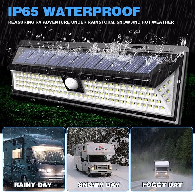 Solar RV Porch Light, RV Motion Sensor Light with Remote Control, Waterproof RV Outdoor Lights for RV Camper Travel Trailer Motorhome