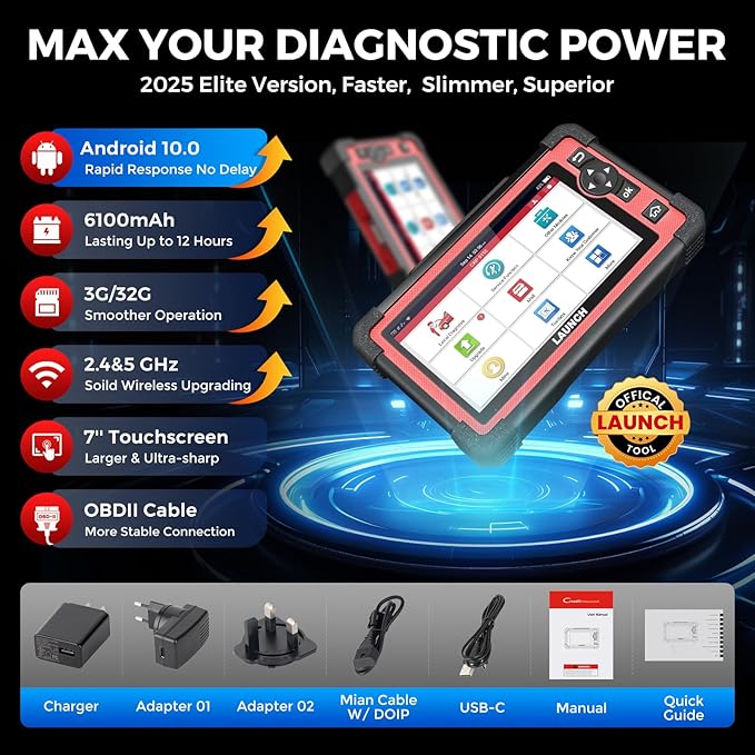 LAUNCH X431 CRP919E OBD2 Scanner, 2025 Bidirectional Scan Tool as CRP919EBT, CANFD/DoIP/FCA SGW, ECU Code, 35+ Service, Active Tests, All-in-One Full System Diagnosis, BST360 & i-TPMS, 2 Year Update