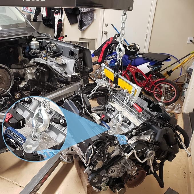 NOVINO 7100 Engine Lifting Bracket Set,5,500 lb Capacity Engine Lift Bracket Kit for Use with Load Levelers and Slings-8 Sets,Silver