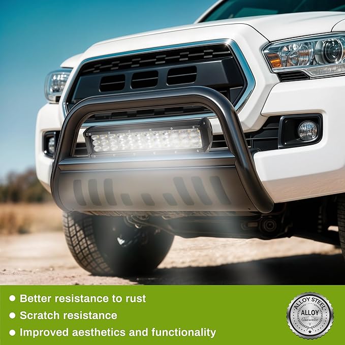 AUTOSAVER88 Bull Bar Compatible for Ford 2004-2023 F150 F-150, Brush Push Front Bumper Grill w/Black HD Heavy Duty 3" Tube, Grille Guard with Skid Plate