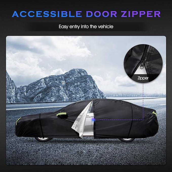 Car Cover Custom Fit for Toyota Corolla 2000-2025,Honda Civic 1991-2025,6 Layers Truck Cover Waterproof All Weather for Automobiles,Outdoor Full Exterior Cover,Rain, Sun, Wind Protection,Black