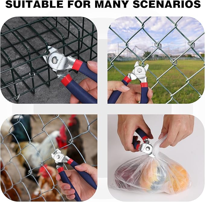 WORKPRO Bent Hog Ring Pliers with 500 Pcs 3/4" Hog Rings, Galvanized Steel Hog Rings Perfect for Furniture Upholstery, Auto Upholstery, Plastic Meat & Sausage Casings