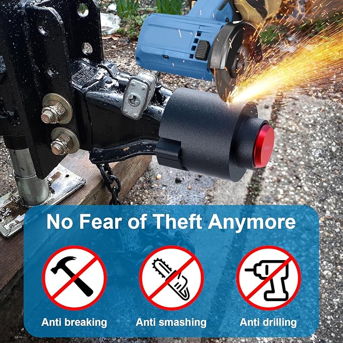 Trailer Hitch Lock 2 5/16" Heavy Duty Trailer Lock Fits Ball Hitch Coupler Tongue & Safety Chains Anti Theft Secure Design for RV, Dump Trailer, Boat, Cargo, Camper, Truck