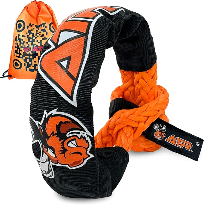 ATR Soft Shackle 3/4" x 24" (1 PC, Orange) – 66,200 lbs Strength | Heavy Duty Synthetic UHMWPE Rope Shackle with Protective Sleeve for Off-Road Recovery, Truck, Jeep, ATV, SUV