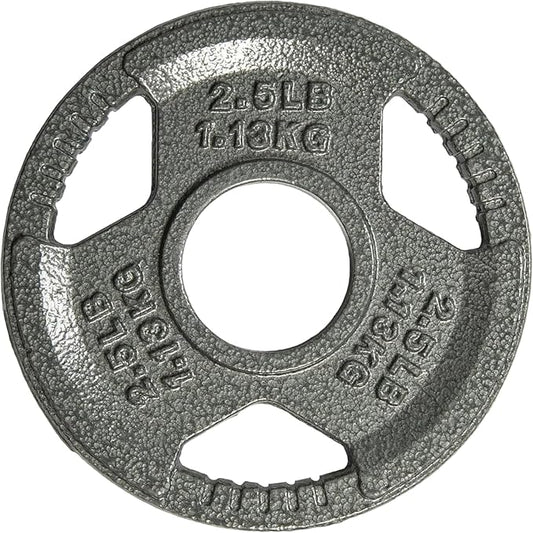 Yes4All Tri-Grip Handles Cast Iron Olympic Weight Plates, 2-Inch Weight Plates for Weight Lifting with Smooth and Durable Finish, Suitable for Strength Training Exercises (Single, Pair and Set)