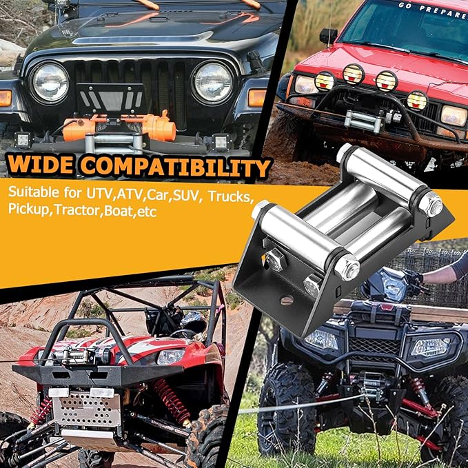 WeiSen 4 7/8" (124 MM) 4-Way Winch Roller Fairlead Bolt Centers fit 2000-3500 LBs ATV/UTV Winch