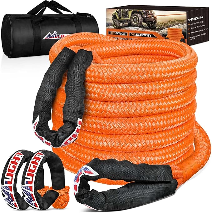 Nilight Kinetic Recovery Tow Rope Kit with 2 Soft Shackle 1" x 20ft Heavy Duty Offroad Tow Rope Snatch Strap Towing Strap kit 48,000LBS for UTV ATV SUV Truck Car Jeep Tractor