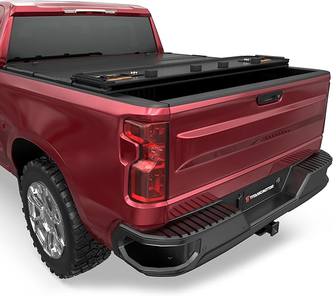 Hard Quad Fold Truck Bed Tonneau Cover Compatible for 2014-2018 Chevy Silverado GMC Sierra 1500 2015-2018 Silverado Sierra 2500 3500 HD Fleetside 5.8FT 69.6Inch