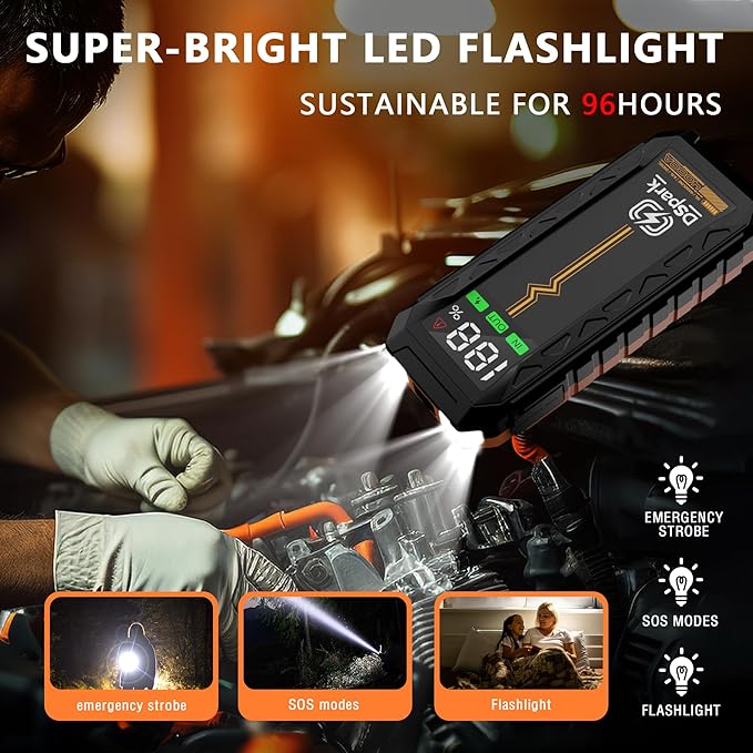 G69H 4000A Jumper Starter Portable,24000mAhJump Starter Battery Pack(All Gas,Up to 8.5L Diesel Engine),12V Portable Jump Starter with USB Quick Charge LED Flashlight Compact Storage Case