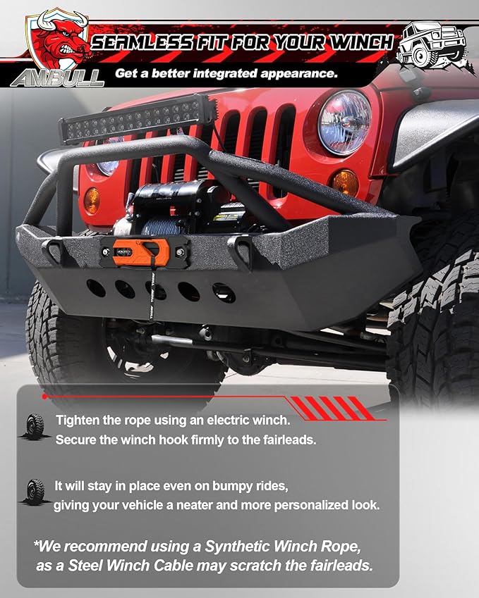 Winch Fairlead with Tow Hook, Aluminum Hawse Fairlead with Grade 80 Forged Steel Winch Hook, 33000lb Break Strength Winch Fairlead Hook Set for Off-Road Vehicle Recovery, BlackOrange