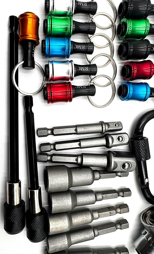 Ultra Bit Extension w/Quick-Release Holder - 4" extension, 6" extension, right-angle extension bit, 1/4", 3/8" and 1/2 socket bits, 1/4", 5/16", 3/8", 7/16", and 1/2" magnetic nut drivers.