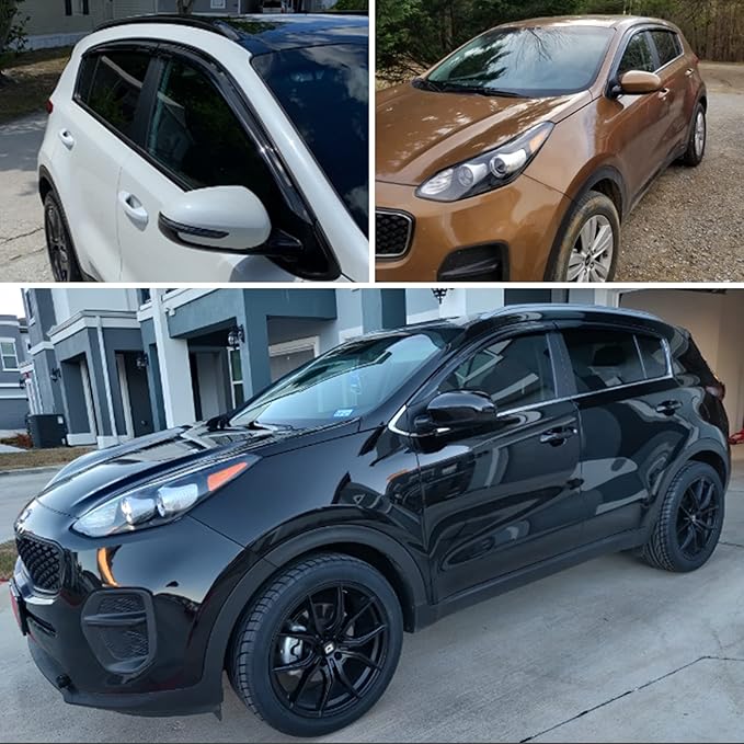 AUXKO Rain Guards for Ford Ranger 2024 2025 XL XLT Lariat Raptor, Window Vent Visor Accessory - Tape-On Rain Guard Window Visors for Ford Ranger, Truck Side Window Wind Deflectors & Visors Smoke Black