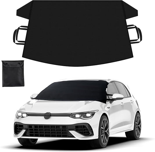 EcoNour Windshield Cover for Ice and Snow | Durable 600D Oxford Fabric | Waterproof Winter Car Cover for Compact Cars, SUV and Sedan | Essential Car Winter Accessories | Small (64" x 42")