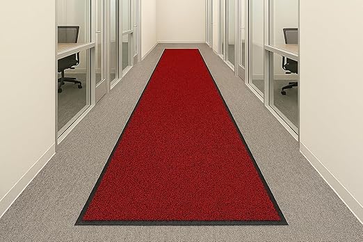 Guardian Platinum Series Indoor Wiper Floor Mat, Rubber with Nylon Carpet, 4'x13', Red