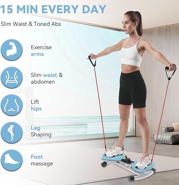 Waist Twister Machine, Adjustable Exercise Twist Board for Women Men, Noiseless Ab Twister for Home Gym Equipment, 330 lbs Capacity | Track Time, Reps, Calories with Digital Display