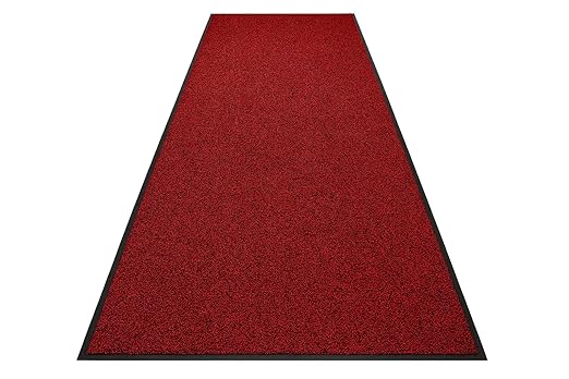 Guardian Platinum Series Indoor Wiper Floor Mat, Rubber with Nylon Carpet, 4'x13', Red