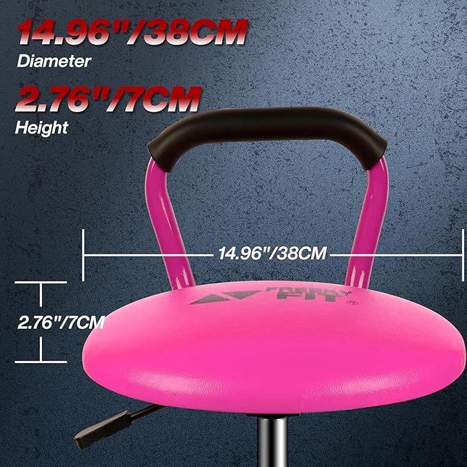 Garage Stool, Adjustable Height Swivel Work Mechanic Shop Stool with Backrest, Pneumatic Shop Chair for Home, Workshop, 300 LBS Capacity, 360° Rotation, Heavy Duty, Pink