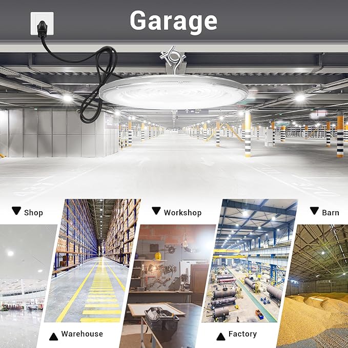 15 Pack 300W UFO Led High Bay Light,120VAC,5000K Daylight Commercial Bay Lighting,IP66 Waterproof,45050LM,1300W MH/HPS with Plug Area Light for Warehouse/Shop/Workshop/Barn/Gym/Factory