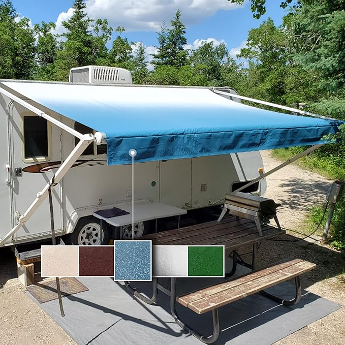 RV Awning Fabric Replacement Standard Grade Premium Vinyl (20'(Fabric 19'2"), Blue Fade)