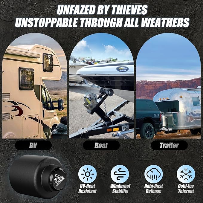 2 5/16 Inch Trailer Hitch Lock - 2516 Heavy Duty Anti Theft Lock Secures Ball Coupler and Safety Chains for RV,Boat,Dump,Cargo and Camper Trailers (Black)