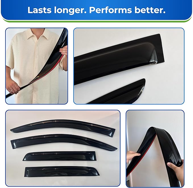 KPY Window Visors Compatible with Nissan Armada 2004-2016, 4PC Rain Guard Side Vent Deflectors Tape-On Style, 2004 2005 2006 2007 2008 2009 2010 2011 2012 2013 2014 2015 2016