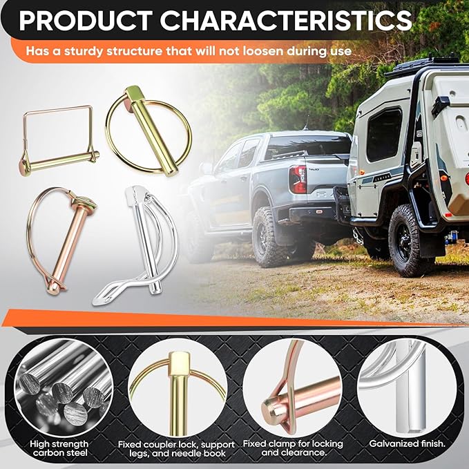 202PCS Hitch Pin, Trailer Pins Clip Pins Assortment Kit for railers Tractors Trucks Towing Mowing Farm Equipment Snow Plows Lawnmowers Garage Heavy Duty Trailers Accessories Tractor Attachments