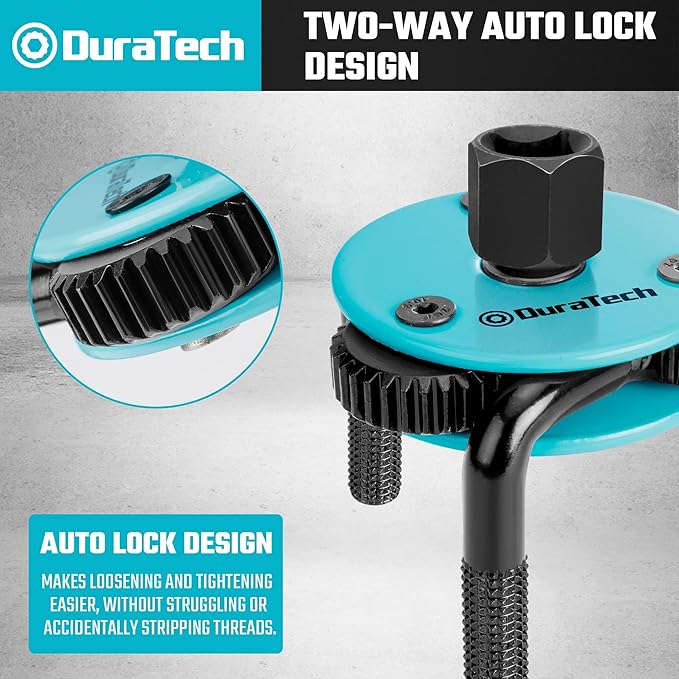 DURATECH Adjustable Oil Filter Wrench, Magnetic 3-Jaw Oil Filter Removal Tool, Large Sizes from 3" to 5.51"(76mm to 140mm), Ideal for Cars, Trucks, Tractor