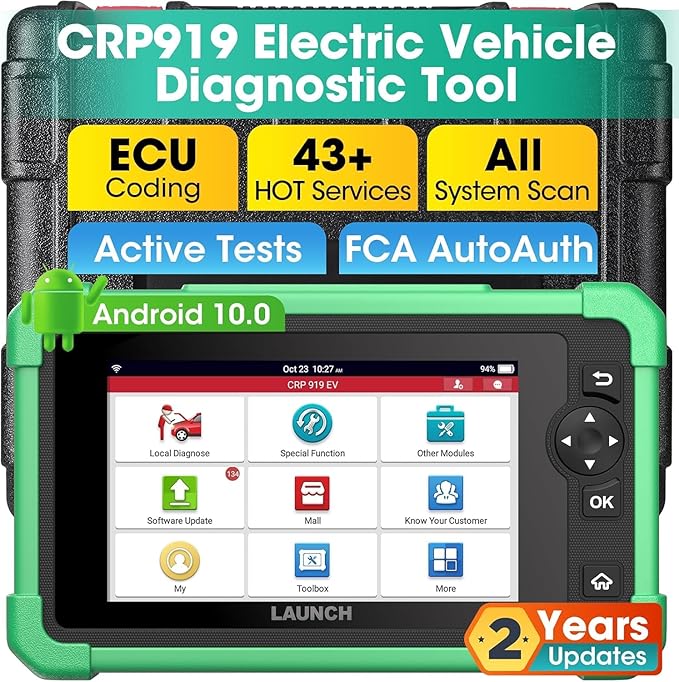 Launch X431 CRP919 EV 2025 Bidirectional Scan Tool, for Electric Vehicles New Energy Cars, All-in-One Full System Diagnostic Scanner, 43+ Reset, ECU Coding, CANFD&DOIP, FCA AutoAuth, 2Yrs Free Update