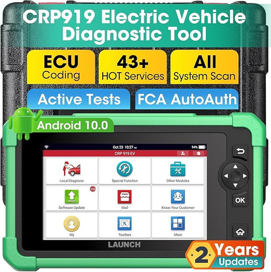 Launch X431 CRP919 EV 2025 Bidirectional Scan Tool, for Electric Vehicles New Energy Cars, All-in-One Full System Diagnostic Scanner, 43+ Reset, ECU Coding, CANFD&DOIP, FCA AutoAuth, 2Yrs Free Update