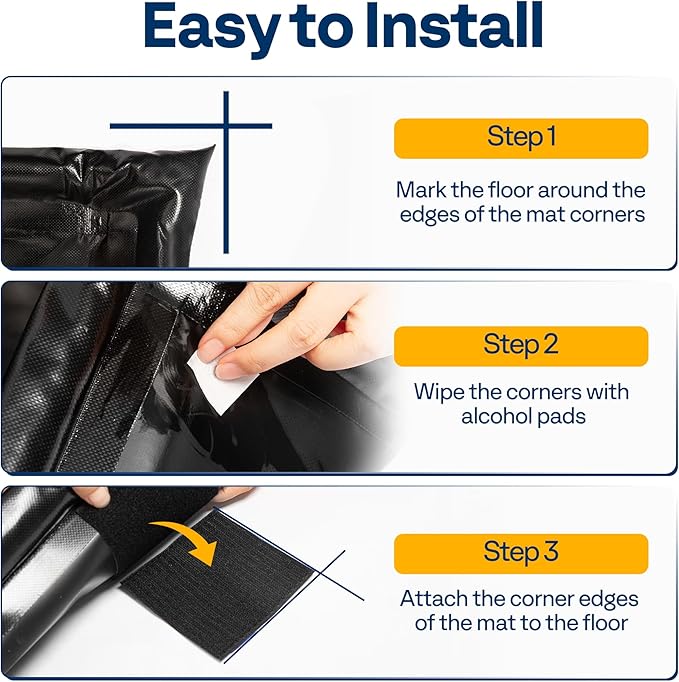 VIVOHOME Containment Mat (7'9" x 16') with Stay Put Corner, PVC Garage Floor Mats, Heavy Duty Garage Parking Mat with a Squeegee,Black