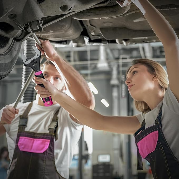 DURATECH 10-Inch Adjustable Wrench, Wide Jaw Opening Plumbing Wrench, CR-V Steel, SAE and Metric Scale Marked, Ergonomic Grip