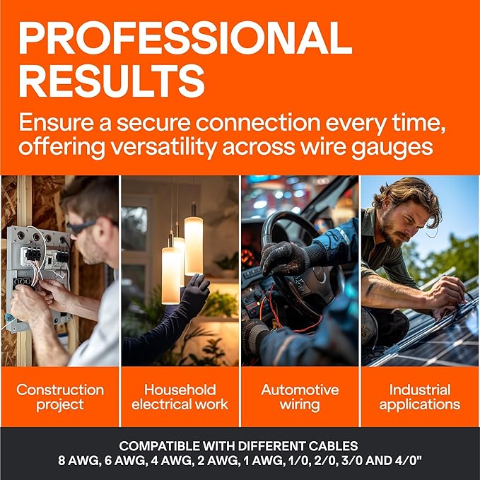 Wirefy Hammer Lug Crimper Tool for Cable & Battery Wire 8-4/0 AWG | Hardened Steel Hand Crimper with Ergonomic Handle & Heavy-Duty Crimping Capacity