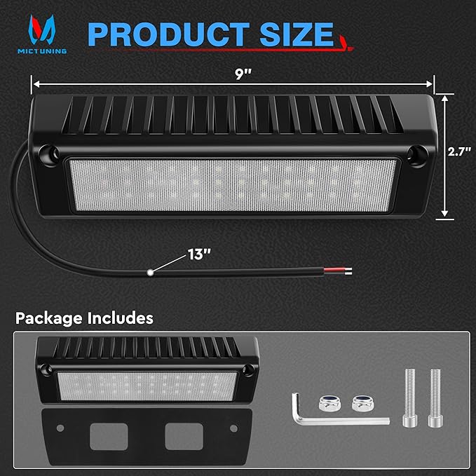 MICTUNING RV Porch Light, 9 Inch 54W LED Exterior Utility Awning Light 6000K, Aluminum Housing IP67 Waterproof Replacement Lighting for Trucks, Trailers Bus Marine Boats Campers