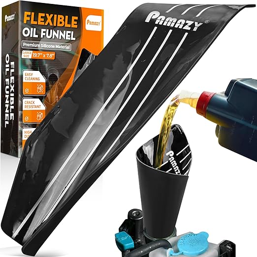 [Large Size] 19.7 x 7.87 Inch Silicone Flexible Oil Funnel Reusable, General Oil Change Draining Tool Spill-Free, Foldable Oil Filter Moldable Drain Funnel for Oil Change Spill-Free Oil Filling