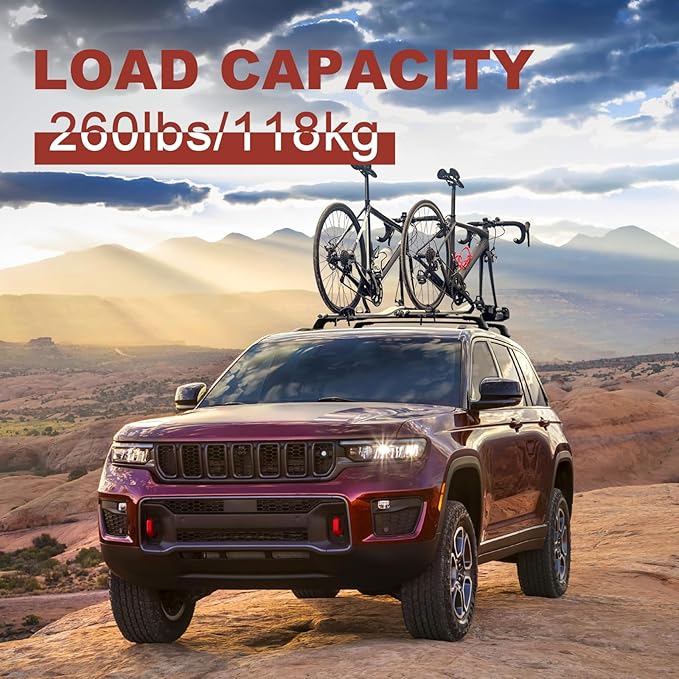 KINGGERI Lockable 260lbs Roof Racks Cross Bars Fit for Jeep Grand Cherokee 2011-2021 with Grooved Side Rails(NOT for Raised Side Rails), Heavy Duty Anti-Theft Aluminum Rails Crossbars Cargo Kayak