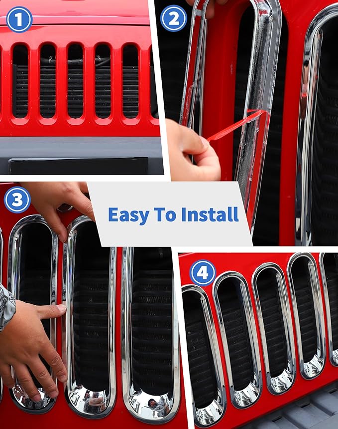 Chrome JK Grill Inserts Front Grille Mesh no Mesh Cover Guard for Jeep Wrangler JK 2007-2017 Clip-on Grille Accessories