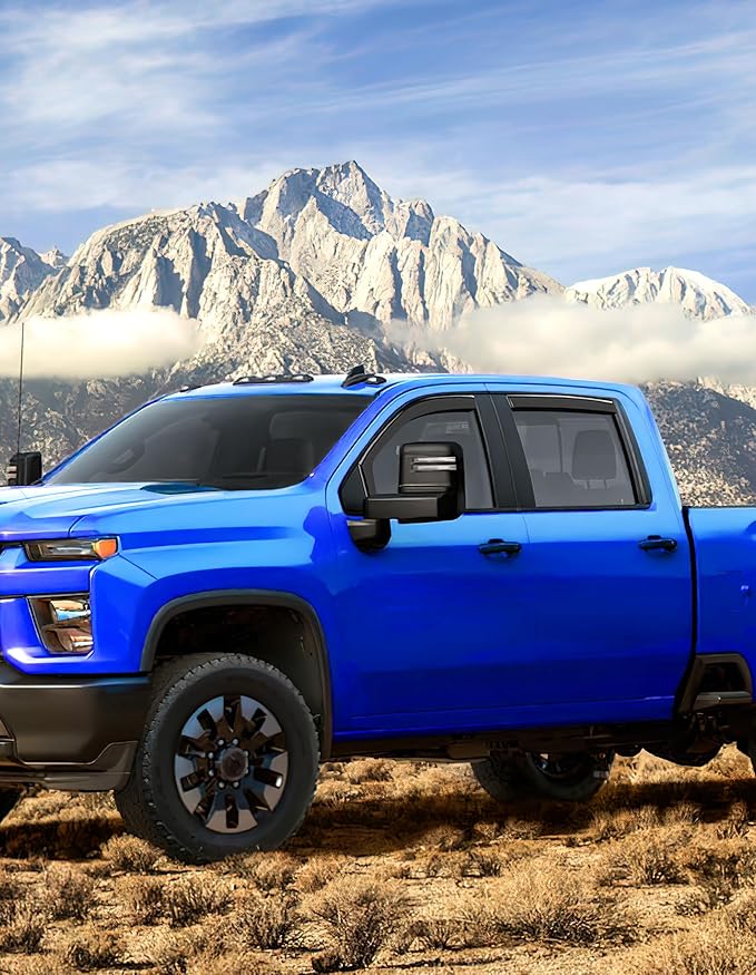 in-Channel Window Rain Guards Fit for Chevy Silverado 1500/GMC Sierra 1500 2019-2026 Crew Cab Extra Durable Window Deflectors Window Visors Vent Visors Vent Shades Truck Accessories