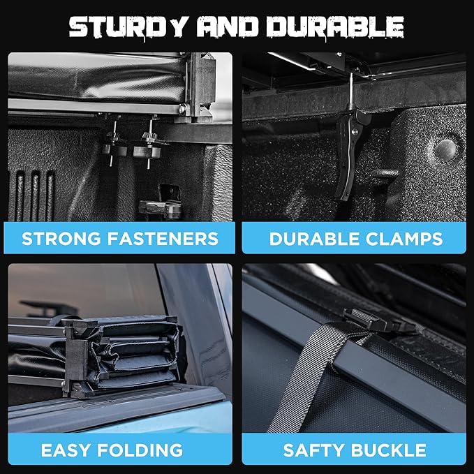 Truck Bed Tonneau Cover Compatible with Toyota Tundra 2014-2021 5.5 ft Short Box, Soft Folding(Tri Fold) Style